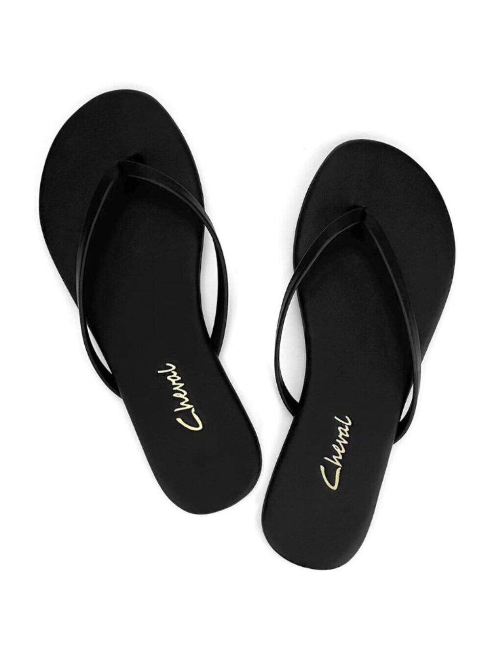 Black Leather Thong Sandals Women’s Flip Flops Comfy Summer Rubber Dressy